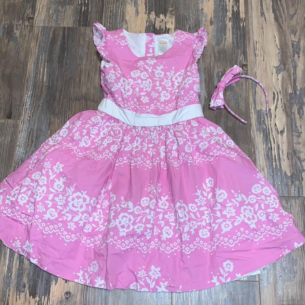 Floral Gymboree purple Easter dress size 6 w/ headband